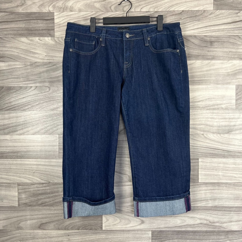 Vigoss Capri Jeans Women's 13 Blue Denim Stretch Cuffed Straight Leg‎ Dark Wash
